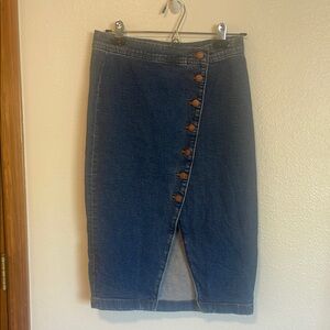 Denim Button-Front Skirt